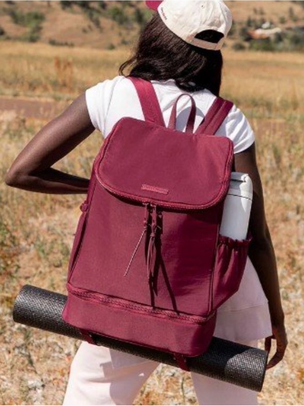 Poppy & Peonies Light Gray Top-Zip Structured Backpack - Picture 7 of 9